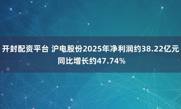 开封配资平台 沪电股份2025年净利润约38.22亿元 同比增长约47.74%